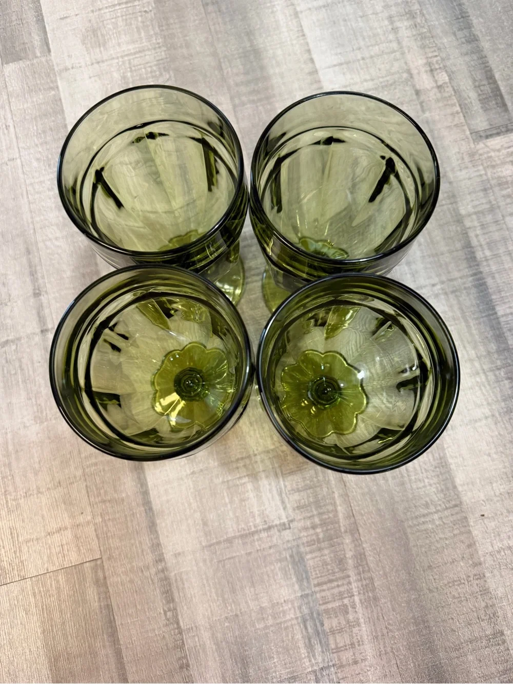 Vintage Set of 4 Libbey DuraTuff Gibraltar Olive Green Goblets – 16 oz